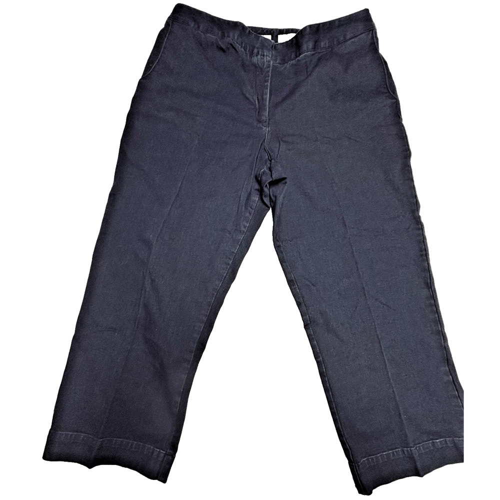 J Jill 16 Dark Blue Wide Leg Cropped Pants Genuine Fit at Waist 24" Inseam NWT